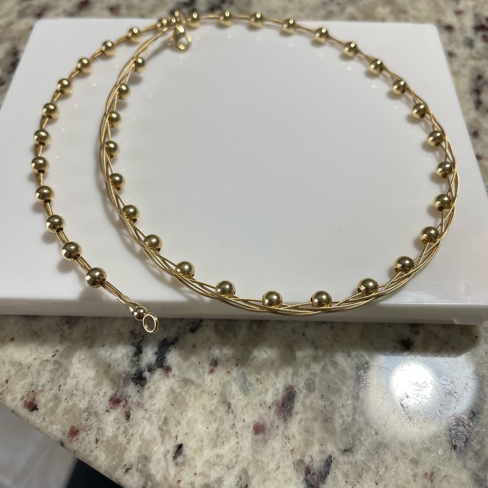 14 karat yellow, gold ball necklace
